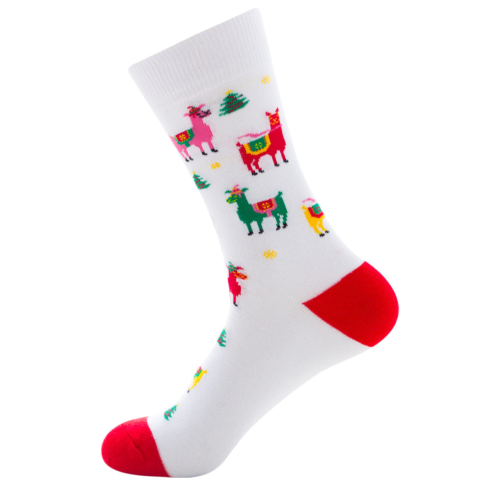 Calcetines de hombre Santa Claus Moose Calcetines de tubo medio para hombre Calcetines de algodón de marea