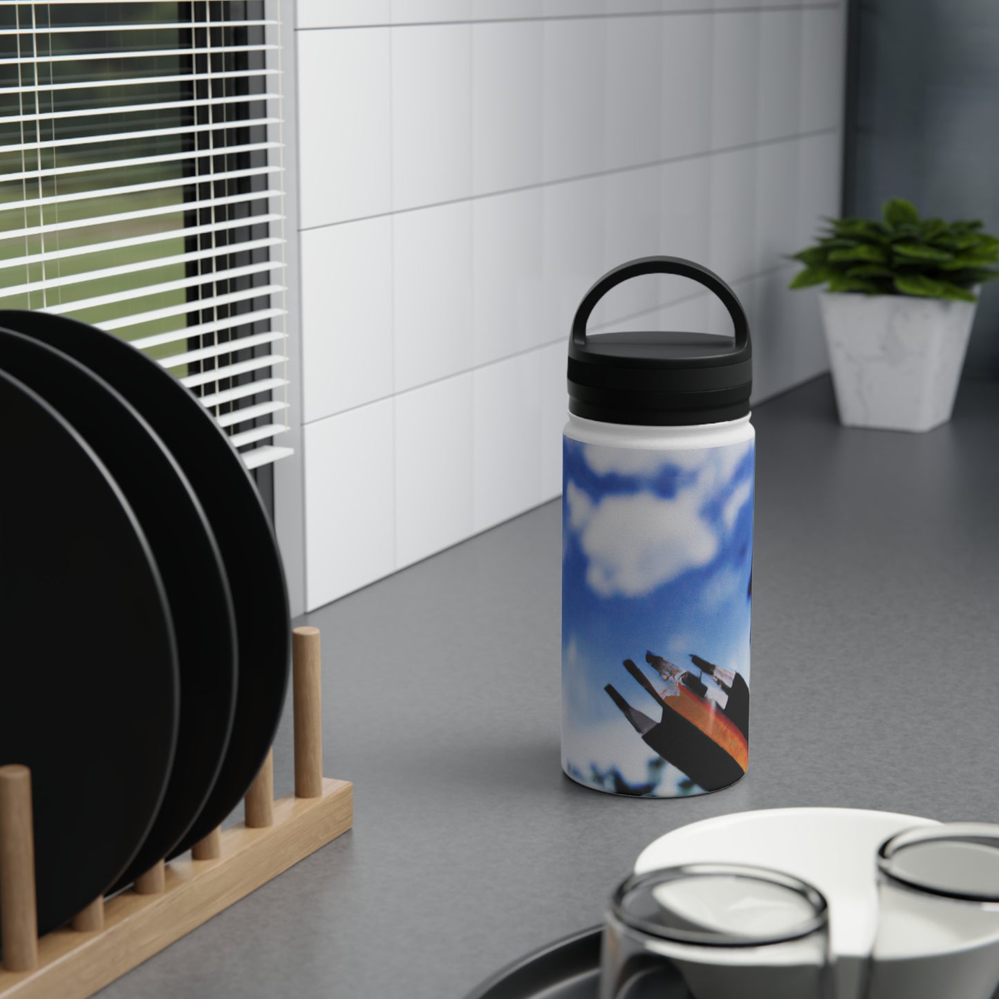 "Colors of Home: Exploring Place Through Art" - The Alien Stainless Steel Water Bottle, Handle Lid