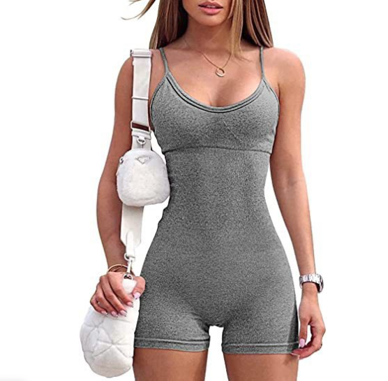 Spaghetti Strap Shorts Jumpsuit Sports Yoga Workout Tight Romper Women Fashion Fitness Sportwear