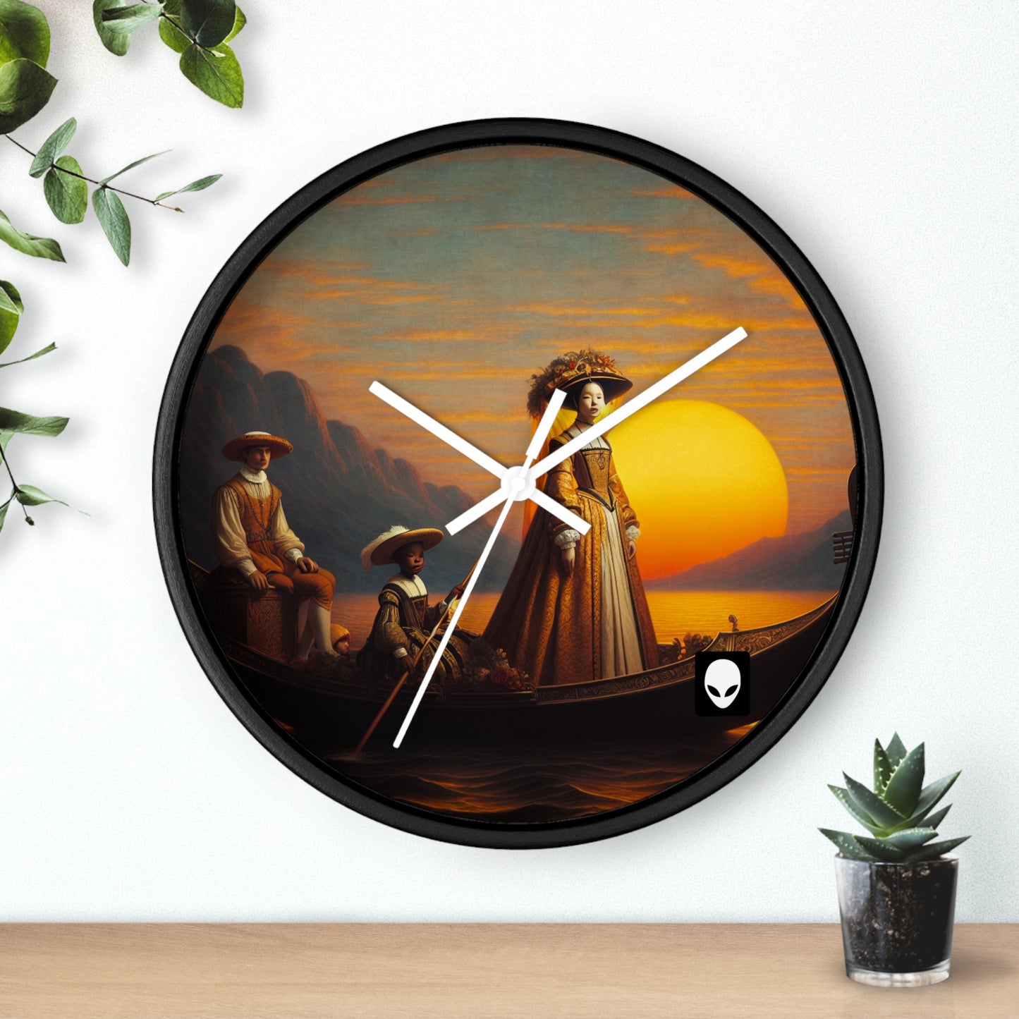 "Golden Twilight in the Italian Gondola" - The Alien Wall Clock Renaissance Art Style