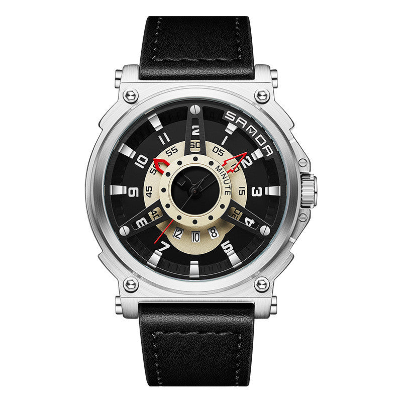 Sanda New Hollow Cool Creative Reloj de cuarzo para hombre con correa de esfera grande