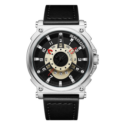 Sanda New Hollow Cool Creative Reloj de cuarzo para hombre con correa de esfera grande