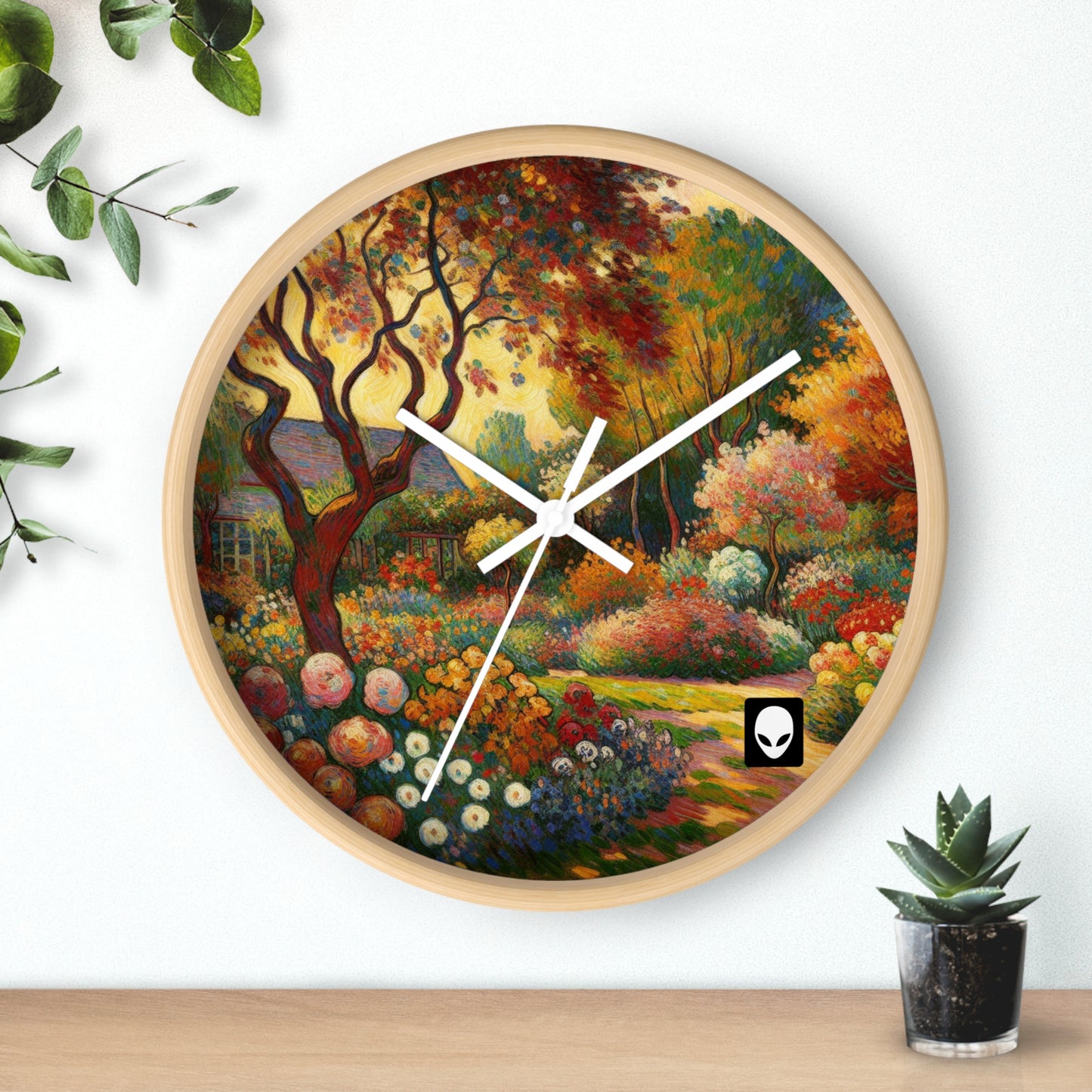 "Fauvist Garden Oasis" - The Alien Wall Clock Fauvism Style