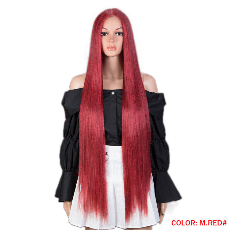 Long Straight Hair Synthetic Fiber Headgear