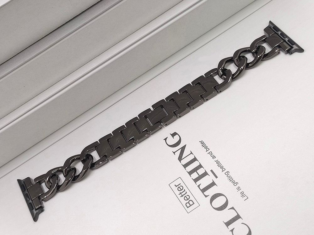 Single Row Denim Chain Metal Watch Band