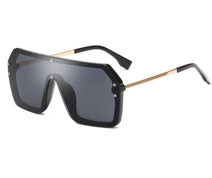 Gafas de sol de gran tamaño Estilo de moda Gafas de sol cuadradas Una pieza Lente de espejo UV400 Mujeres Hombres Marcas