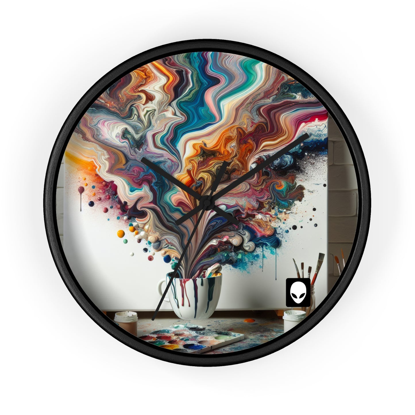 "A Paint Poured Paradise: Acrylic Pouring Art" - The Alien Wall Clock Acrylic Pouring Style