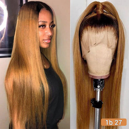 Wig Female Long Straight Hair Wine Red Europe and America