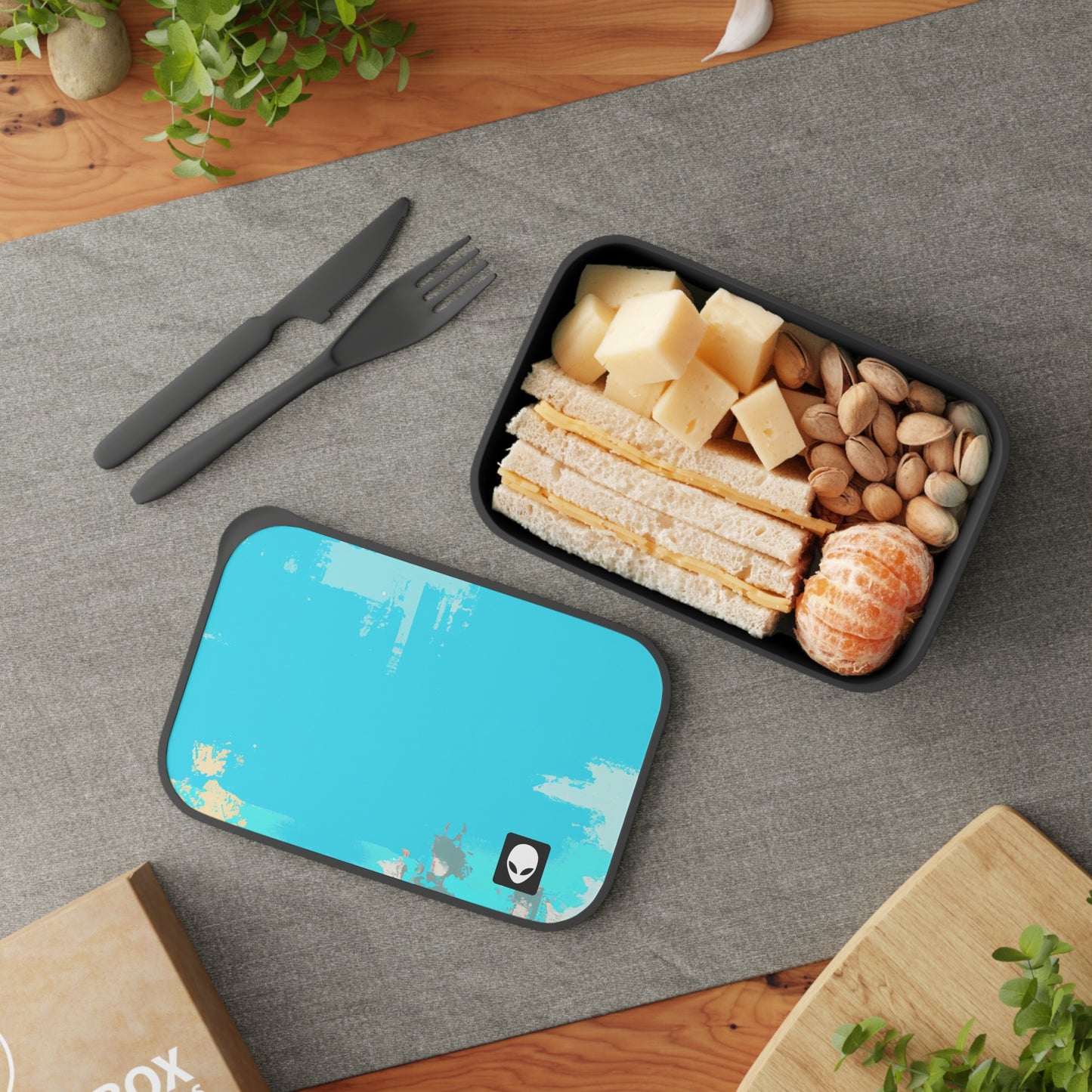 "A Breezy Skyscape: A Combination of Tradition and Modernity" - The Alien Eco-friendly PLA Bento Box with Band and Utensils