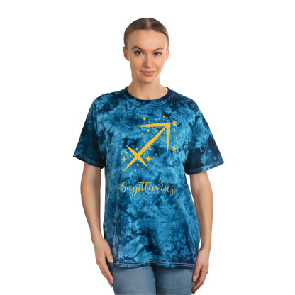 Signo del zodiaco Sagitario: camiseta con efecto tie-dye alienígena, cristal