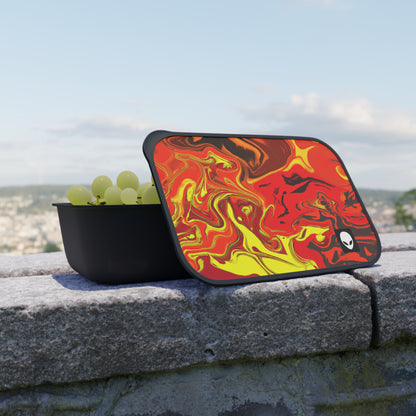 "Abstract Energy in Motion" - The Alien Eco-friendly PLA Bento Box with Band and Utensils