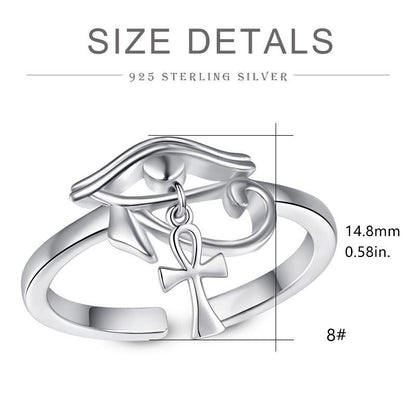 Sterling Silber Auge des Horus Ankh Kreuz Schutz Ringe Schmuck