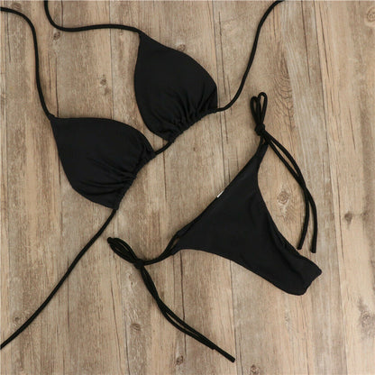 Neckholder-Bikini mit Bindeband, Damen, geteilter Badeanzug