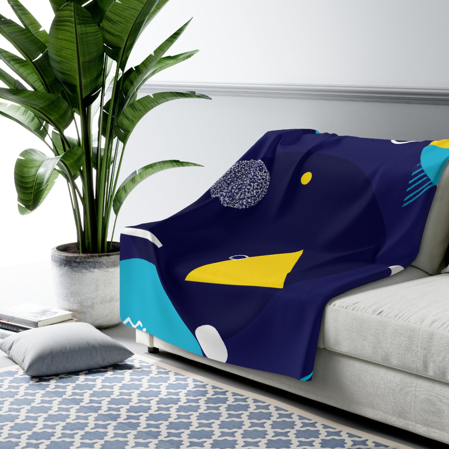 "Geometric Fusion: Bringing Your Vision to Colorful Life" - The Alien Sherpa Fleece Blanket