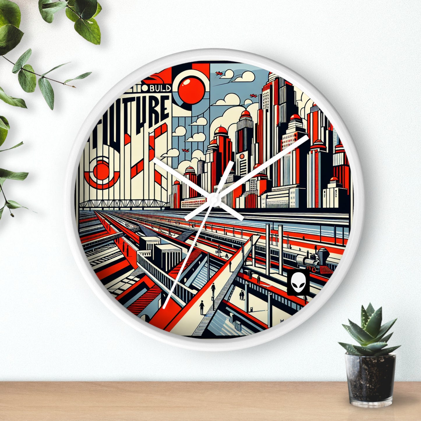 "Constructing Ideas: A Typographic Landscape" - The Alien Wall Clock Constructivism Style