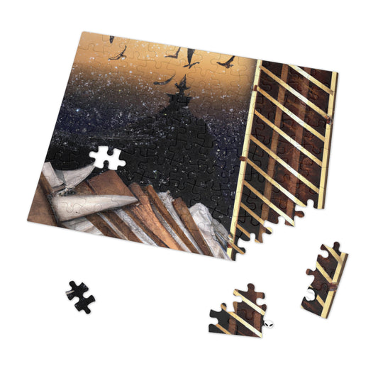 "A Tale of Storytelling Art: A Mixed Media Masterpiece" - The Alien Jigsaw Puzzle