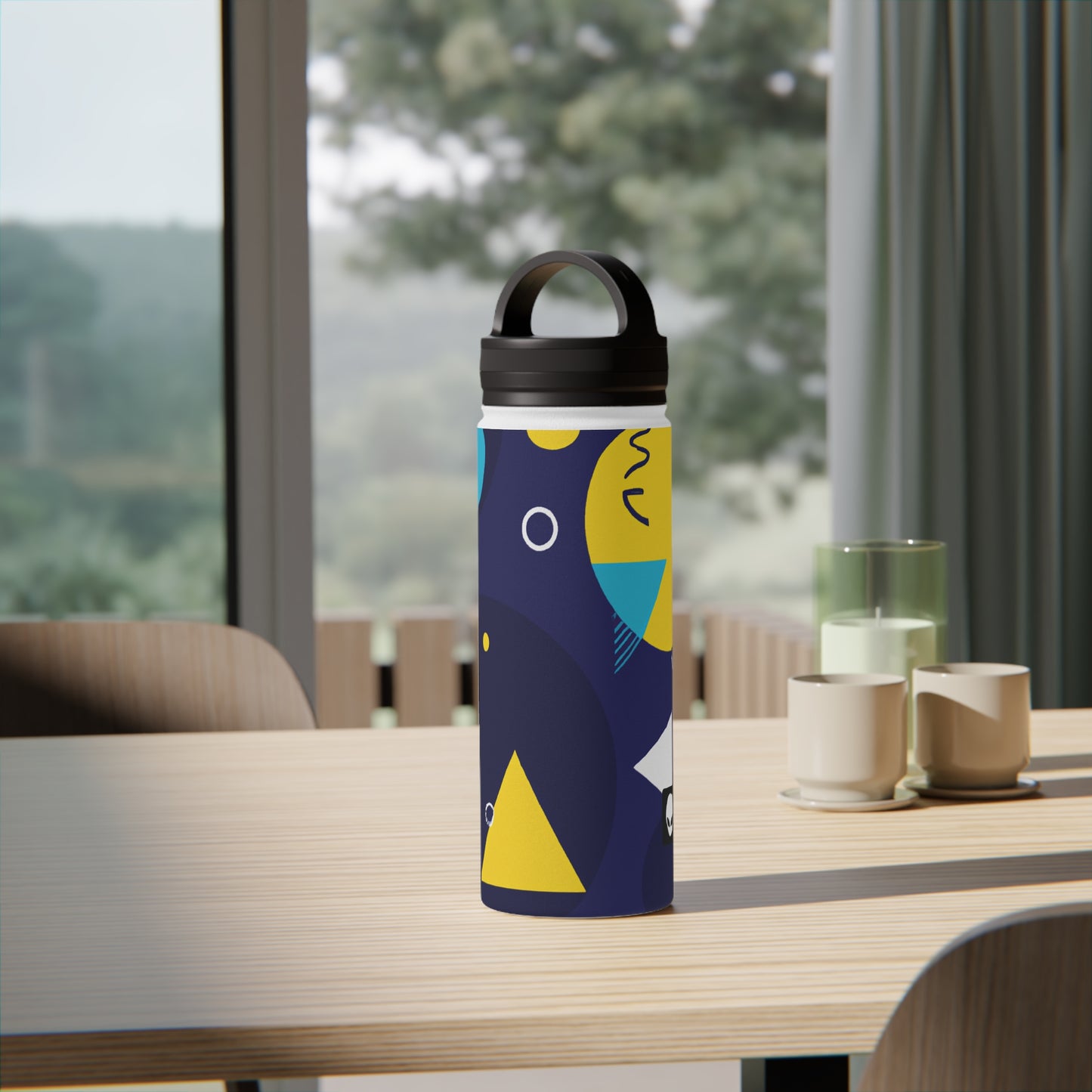 "Geometric Fusion: Bringing Your Vision to Colorful Life" - The Alien Stainless Steel Water Bottle, Handle Lid