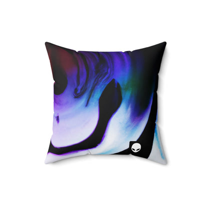 "Exploring Contrasts: A Colorful Dance of Luminance and Chromatic Aberration" - The Alien Square Pillow