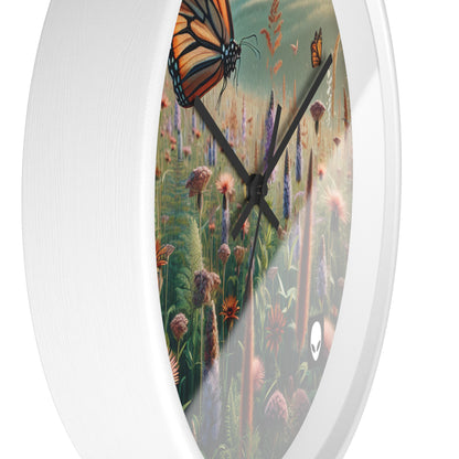 "A Monarch in Wildflower Meadow" - The Alien Wall Clock Realism Style