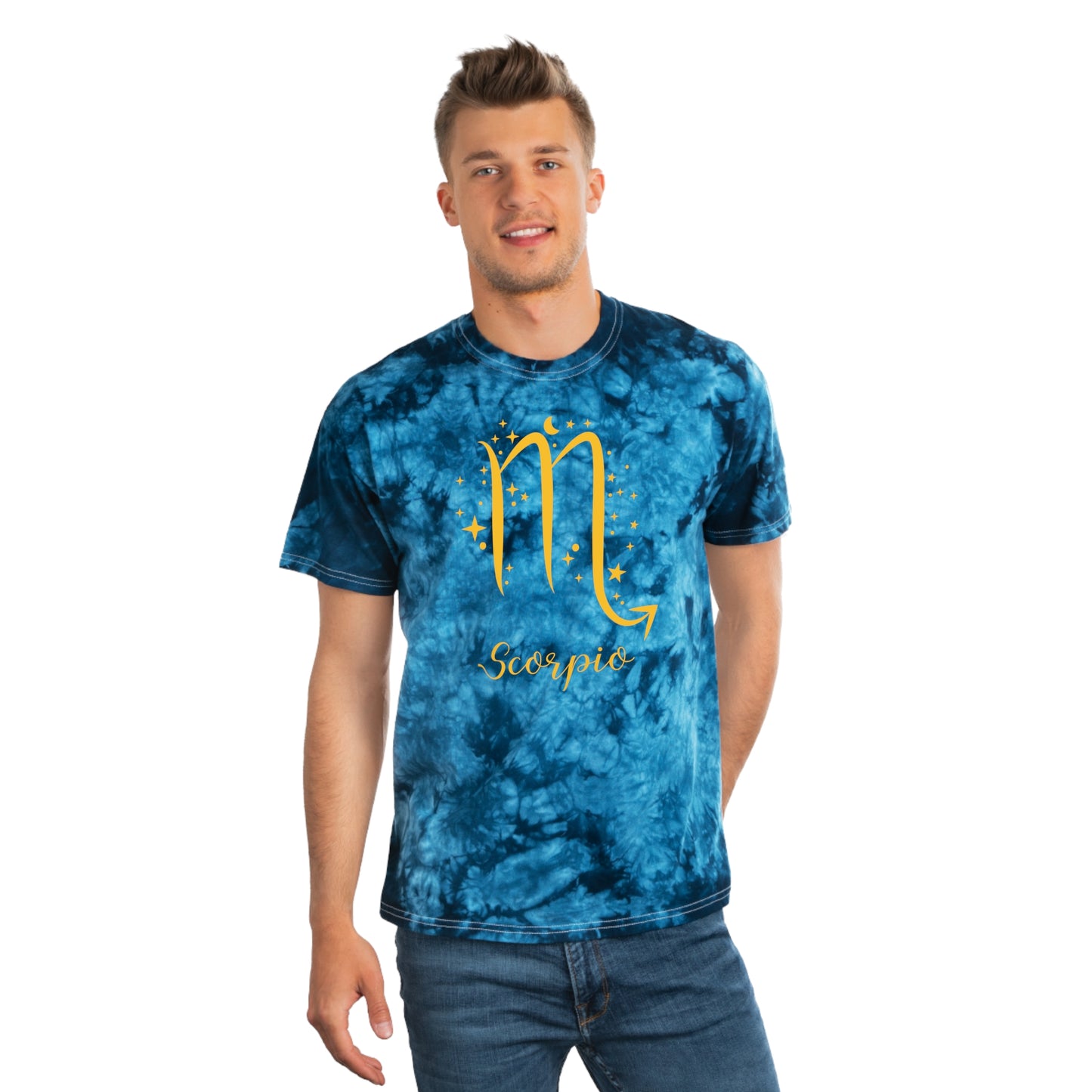 Signo del zodiaco Escorpio: camiseta con efecto tie-dye alienígena, cristal