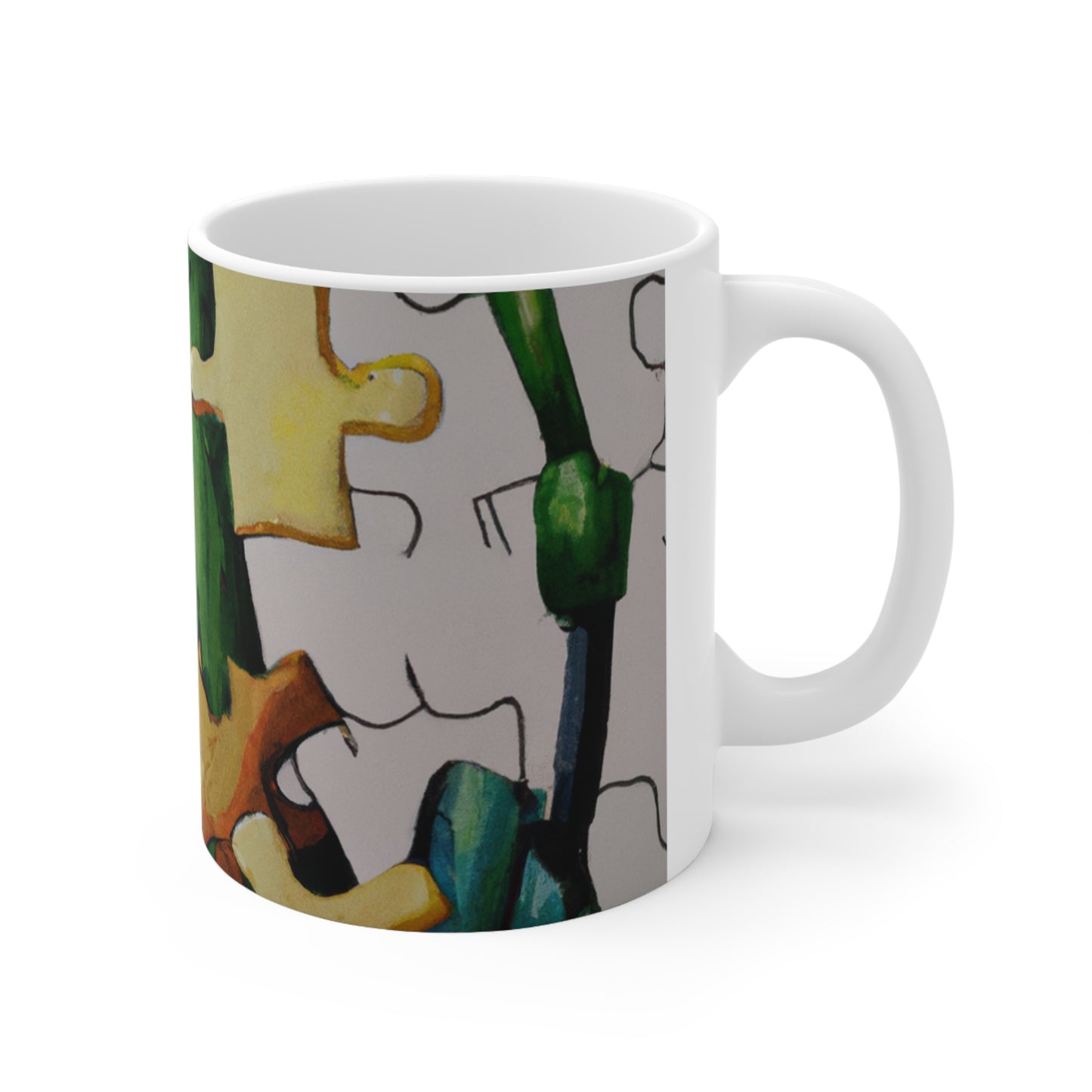 "Cactified Puzzle Time" - Taza de cerámica The Alien 11 oz