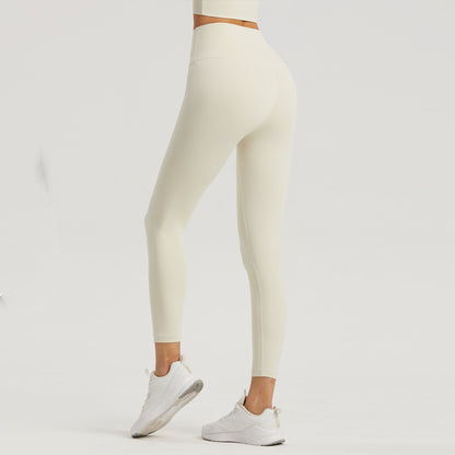 Leggings De Nueve Puntos De Talle Alto Y Melocotón Con Bolsillo De Lycra