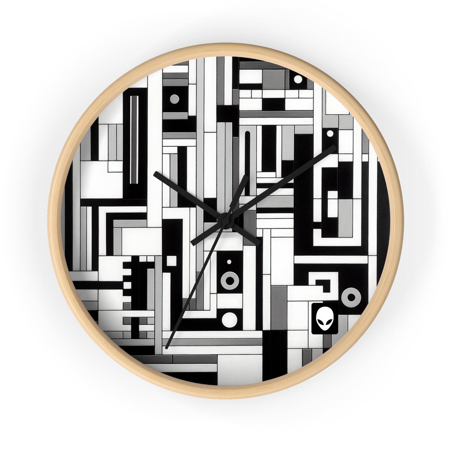 "De Stijl en blanco y negro" - El reloj de pared alienígena Estilo De Stijl