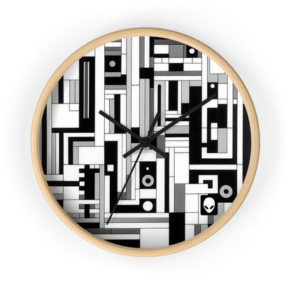 "De Stijl in Black and White" - The Alien Wall Clock De Stijl Style