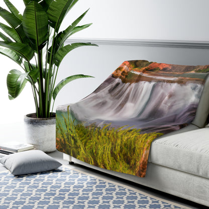 "Capturing Nature's Beauty: Crafting an Iconic Landscape in Vibrant Art" - The Alien Sherpa Fleece Blanket