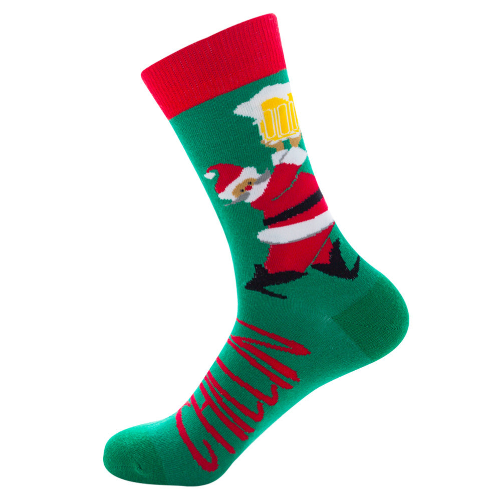 Herrensocken Santa Claus Moose Herren Mid-Tube-Socken Tide Baumwollsocken