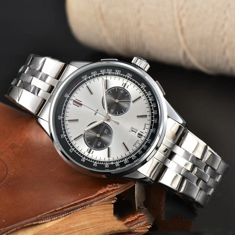 Men's Six-pin High Quality Quartz Steel Strap Watch