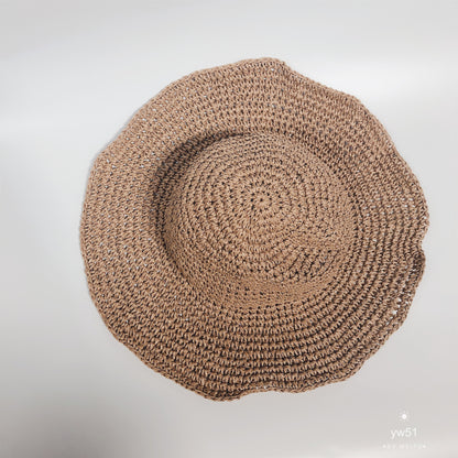 Sombrero de protección solar para mujer con sombreros de paja plegables, sombrero fresco para vacaciones, sombrero de playa