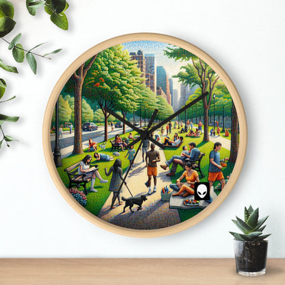 "Dotty Cityscape" - The Alien Wall Clock Pointillism Style