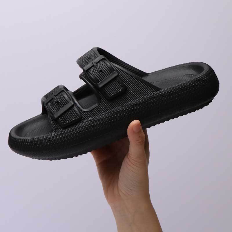 Zapatillas de plataforma para mujer, zapatos de verano con hebilla para el hogar, moda para uso al aire libre, sandalias de fondo suave