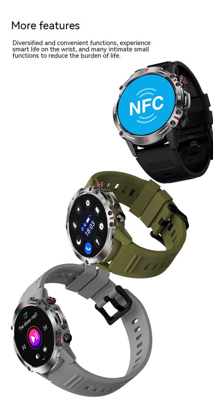 HK87 Bluetooth-Anruf-Smartwatch, dreifach, individuelles Zifferblatt, Herzfrequenz, Blutdruck, Musik