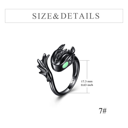 Ring aus Sterlingsilber mit schwarzem Drachen, Schmuck, Geschenke für Männer und Frauen