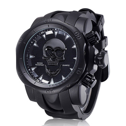 Nuevo reloj para hombre con personalidad de calavera, esfera grande, correa de silicona, reloj de cuarzo