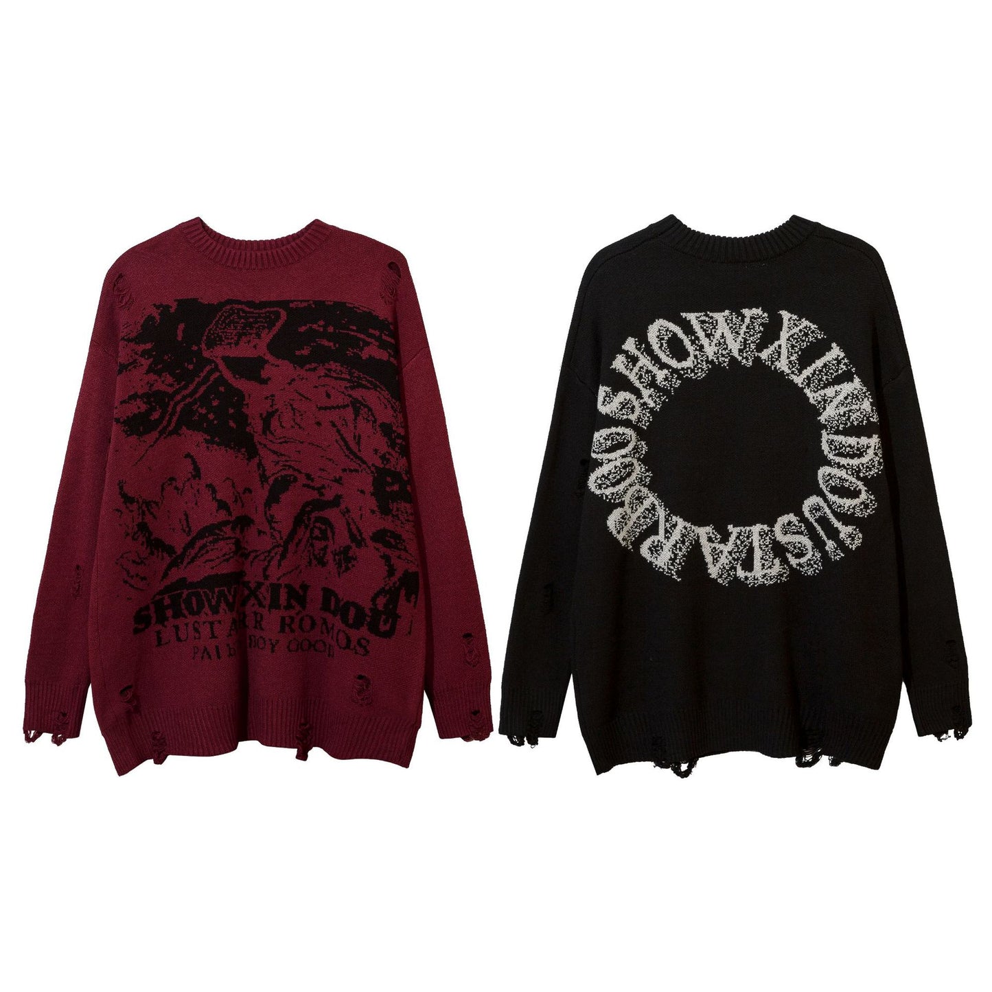 Lazy And Funny Design Couple Ripped Nylon Sweater