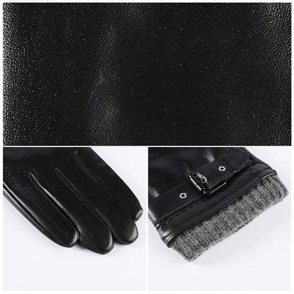 Velvet Thermal And Thickening Driving And Biking Sheepskin Gloves