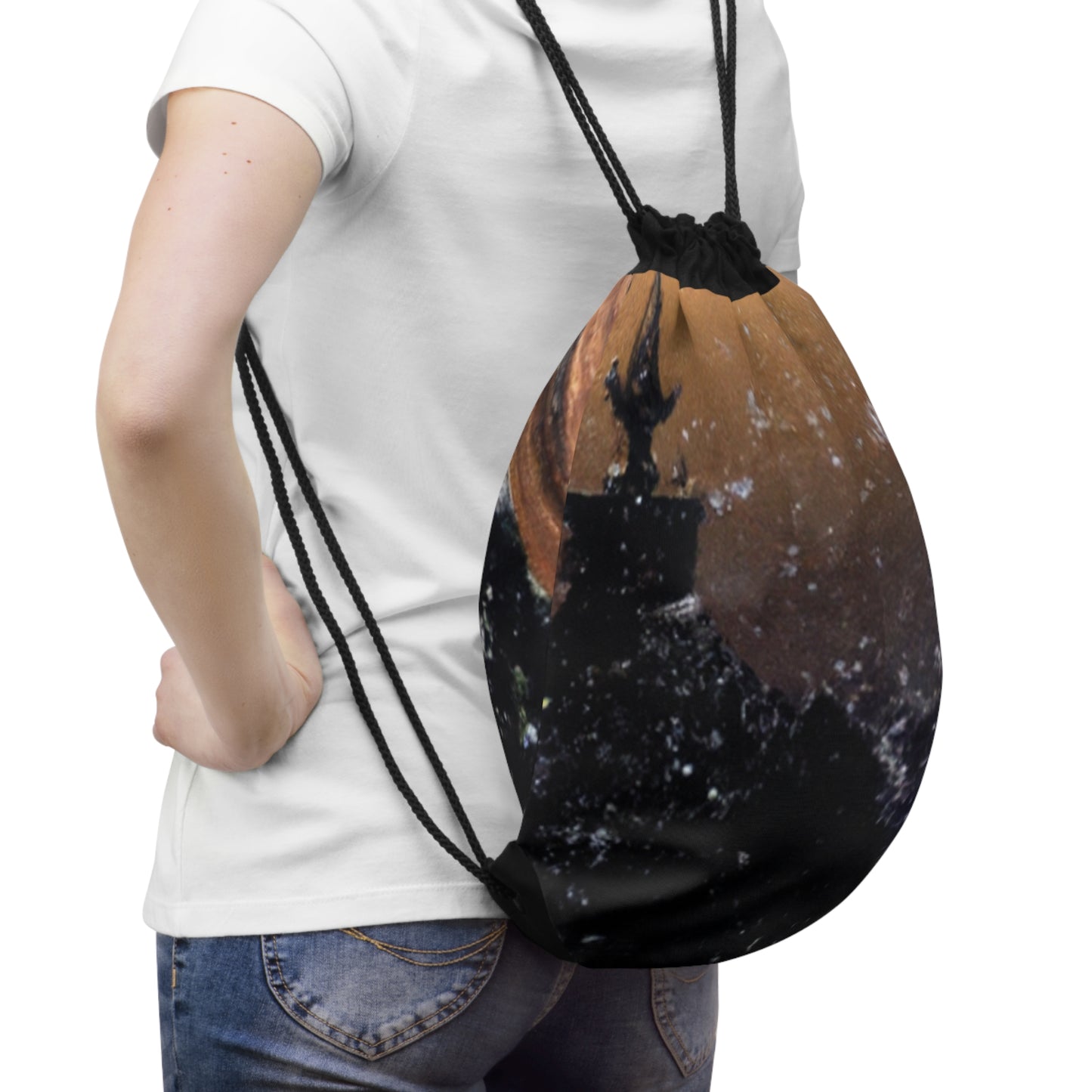 "A Tale of Storytelling Art: A Mixed Media Masterpiece"- The Alien Drawstring Bag