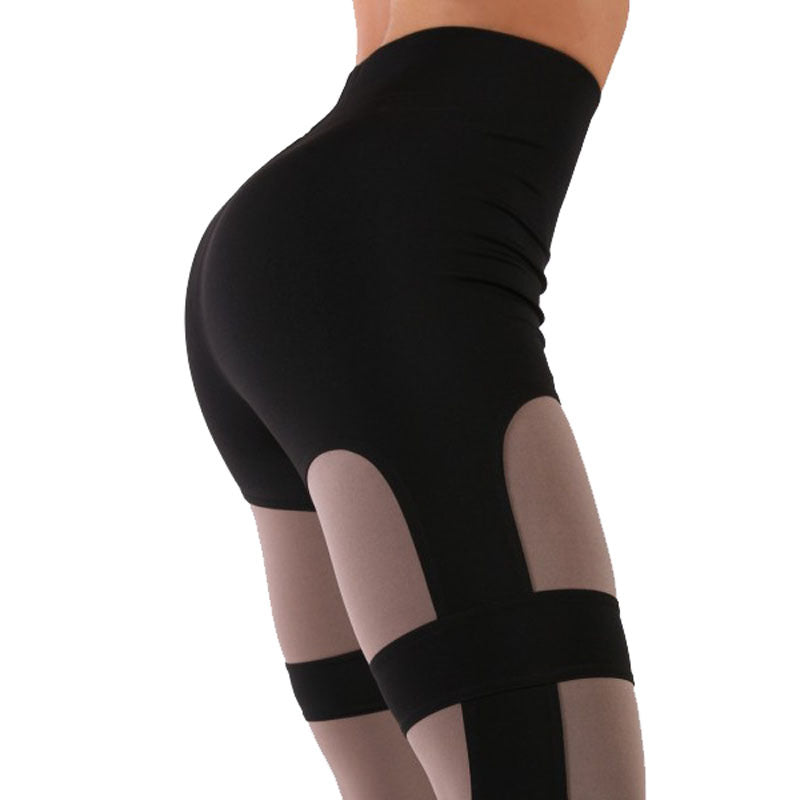 Pantalones de yoga para mujer con panel de malla