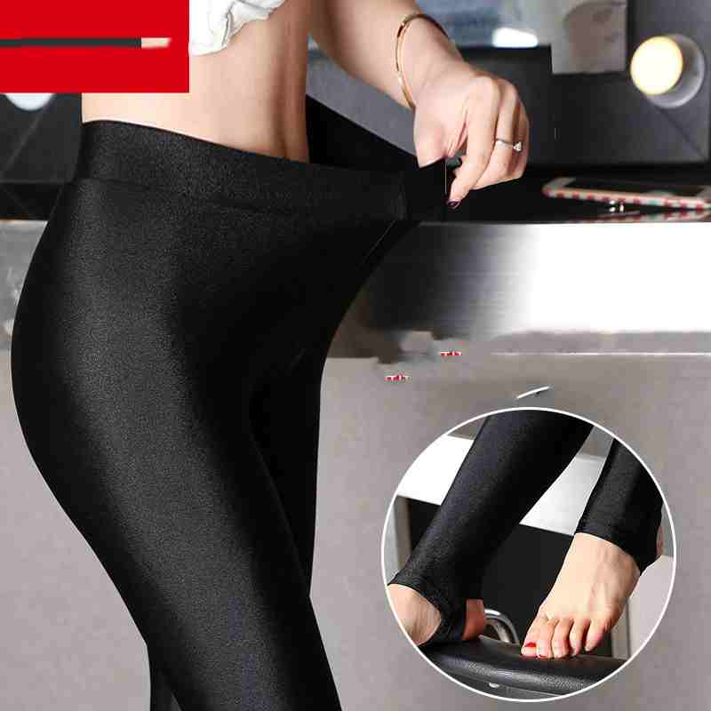 Leggings Damen Oberbekleidung Plus Samt Warme Hosen Glänzende Hosen