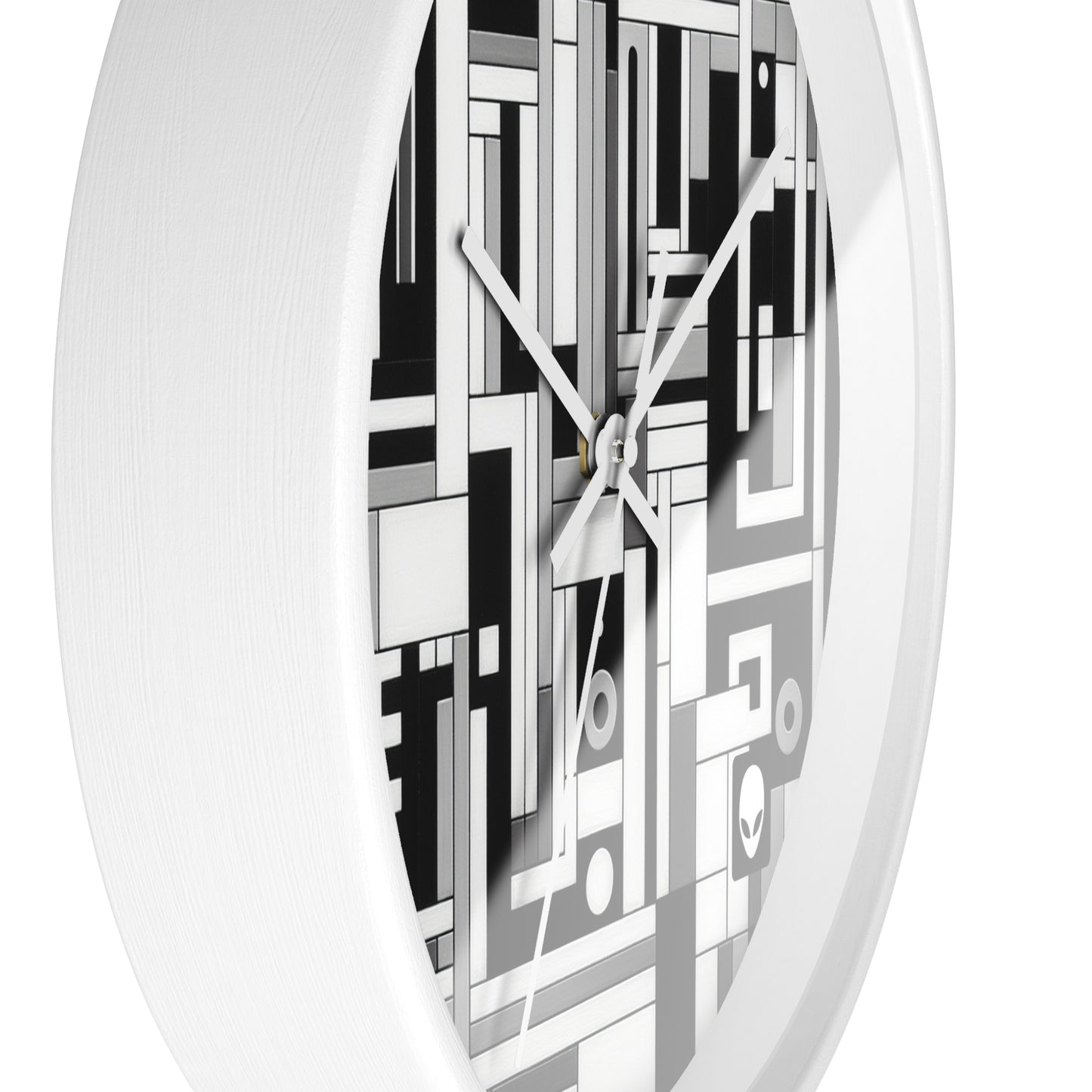 "De Stijl in Black and White" - The Alien Wall Clock De Stijl Style