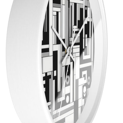 "De Stijl en blanco y negro" - El reloj de pared alienígena Estilo De Stijl