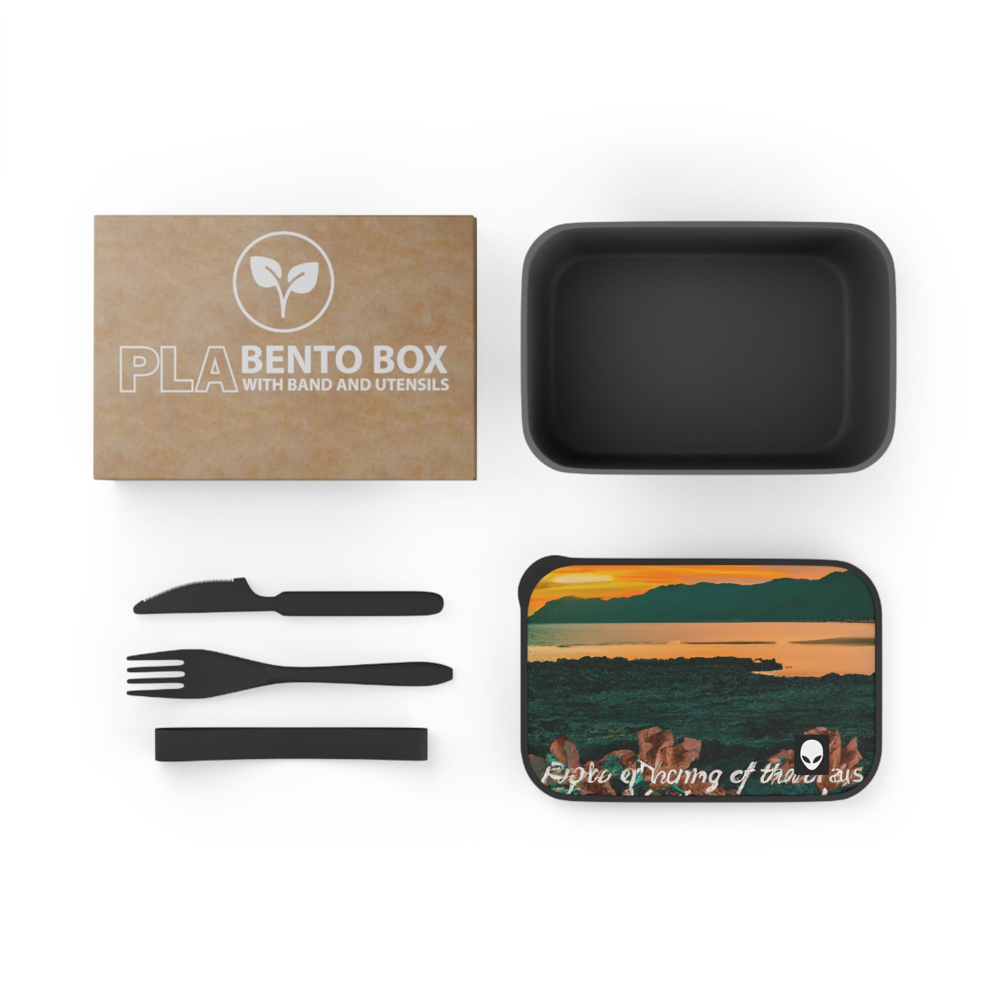 "Visiones inspiradoras: una exploración visual de ideas motivadoras" - La caja Bento de PLA ecológica Alien con banda y utensilios