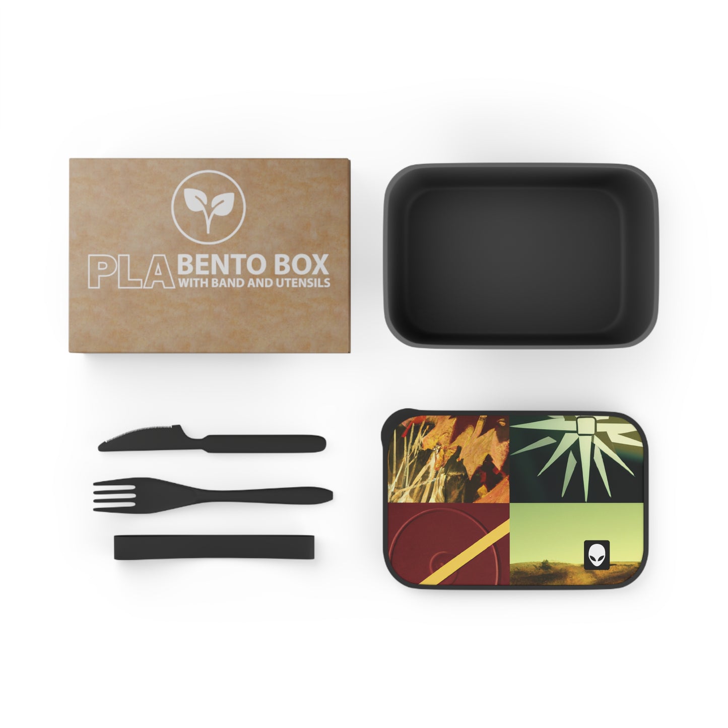 "A Reflection of My Journey: A Collage of Growth and Transformation" - The Alien Eco-friendly PLA Bento Box with Band and Utensils