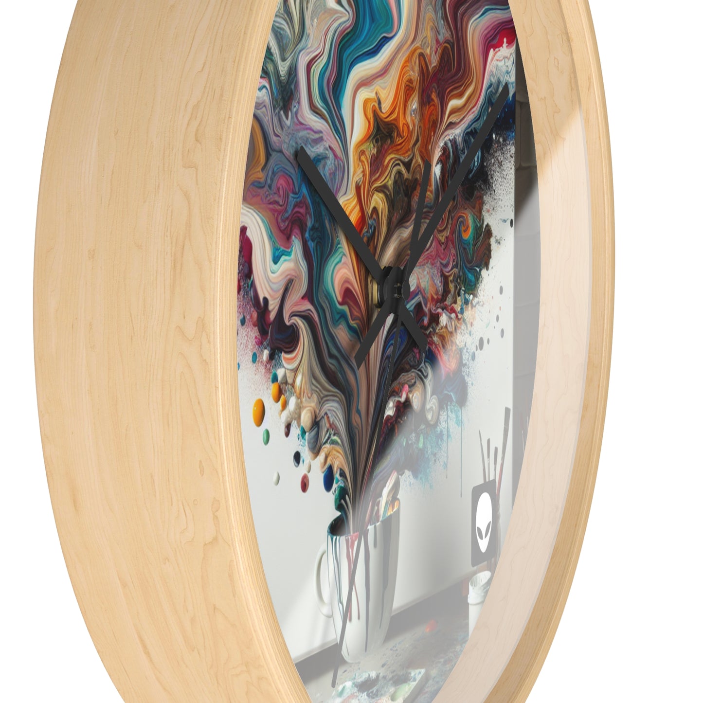 "A Paint Poured Paradise: Acrylic Pouring Art" - The Alien Wall Clock Acrylic Pouring Style