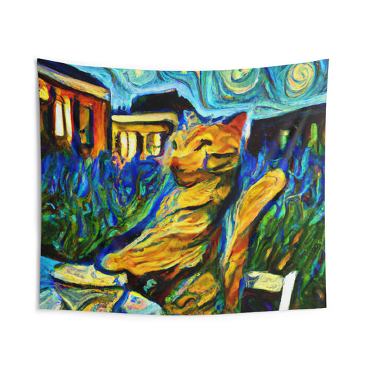 "Un gato entre las hojas de té celestiales" - The Alien Wall Tapestries