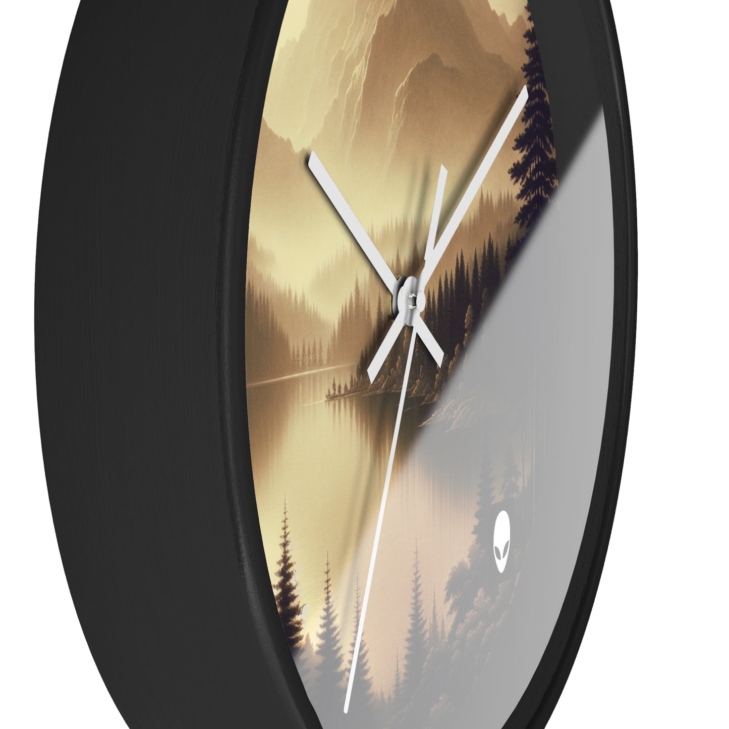 "Dawn at the Lake: A Foggy Mountain Morning" - The Alien Wall Clock Tonalism Style