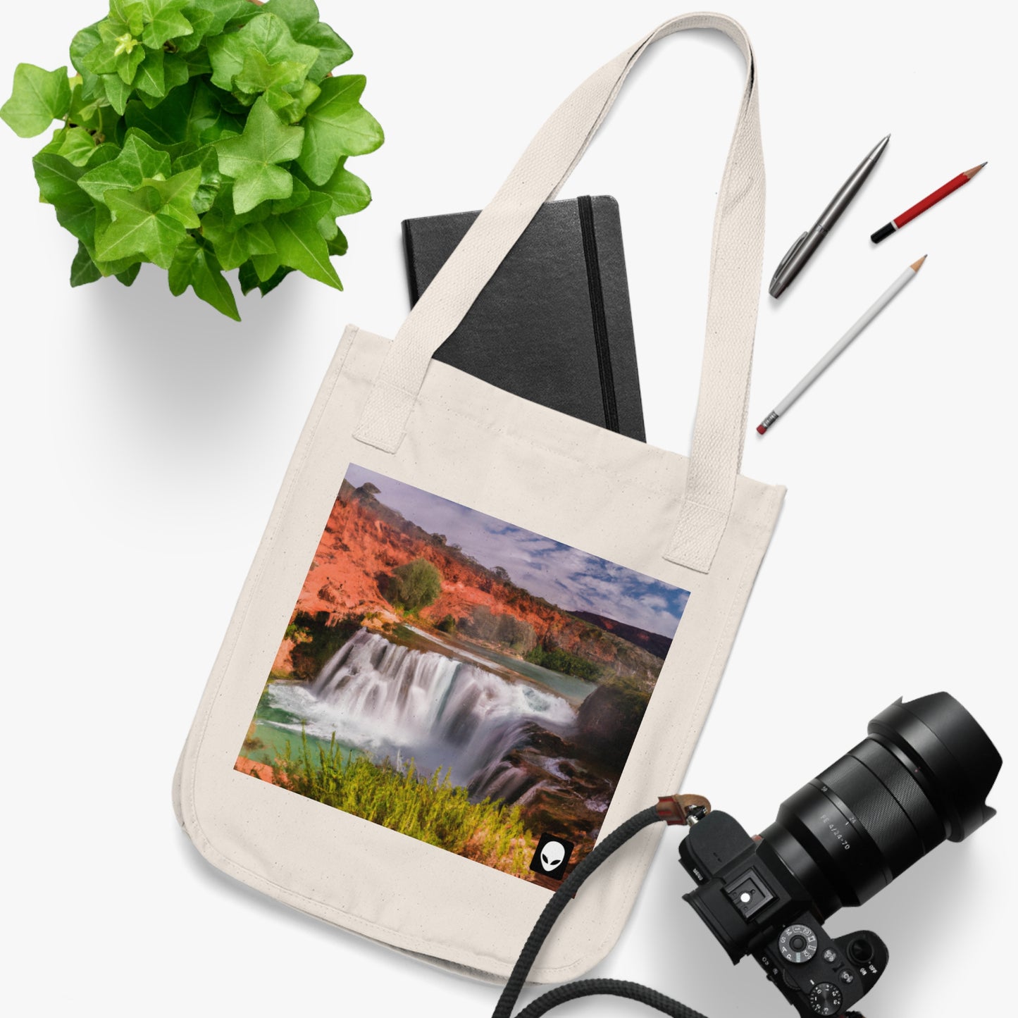 "Capturing Nature's Beauty: Crafting an Iconic Landscape in Vibrant Art" - The Alien Eco-friendly Tote Bag